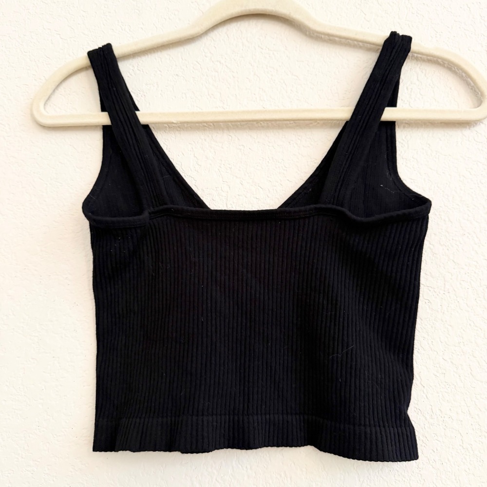 Intimately Free People Black Ribbed V-Neck Crop Tank Top XS/S - Picture 8 of 8